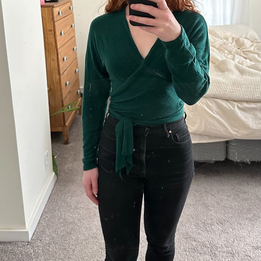 Reformation Green Wrap Sweater
